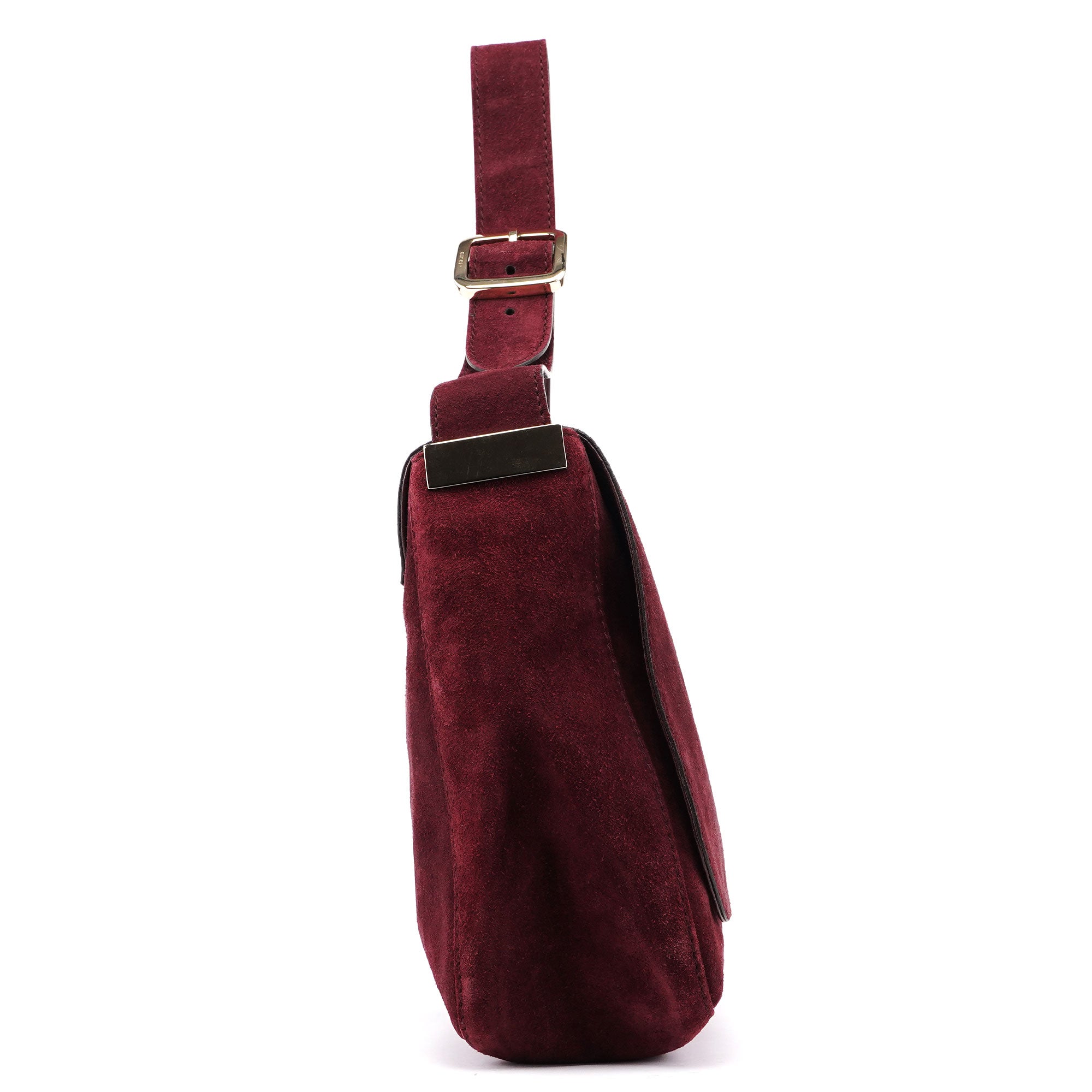 Gucci 248045 Burgundy Suede GG Shoulder Bag