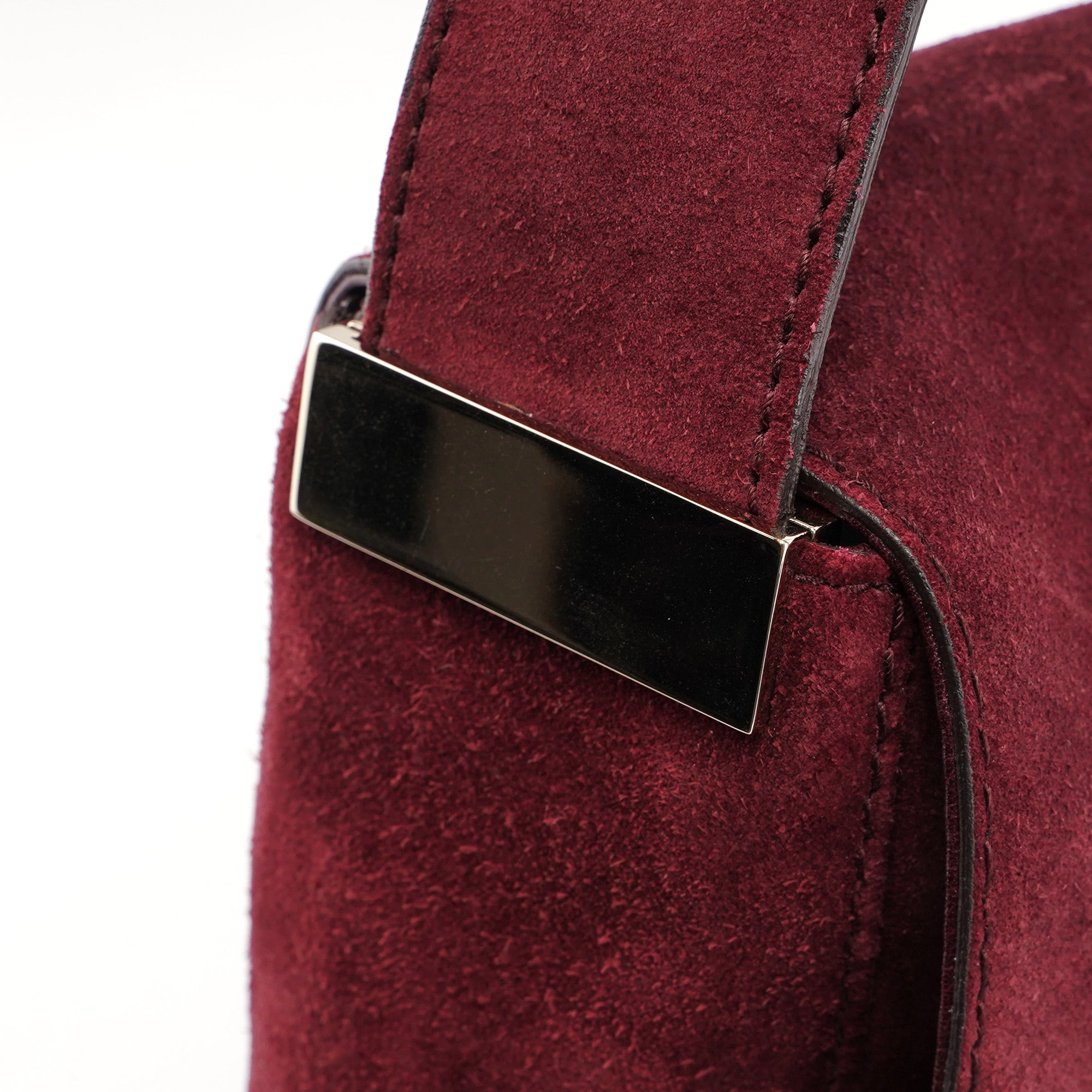 Gucci 248045 Burgundy Suede GG Shoulder Bag