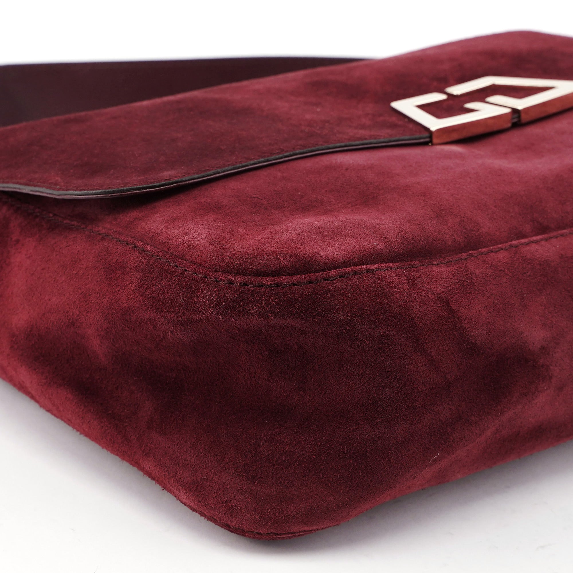 Gucci 248045 Burgundy Suede GG Shoulder Bag