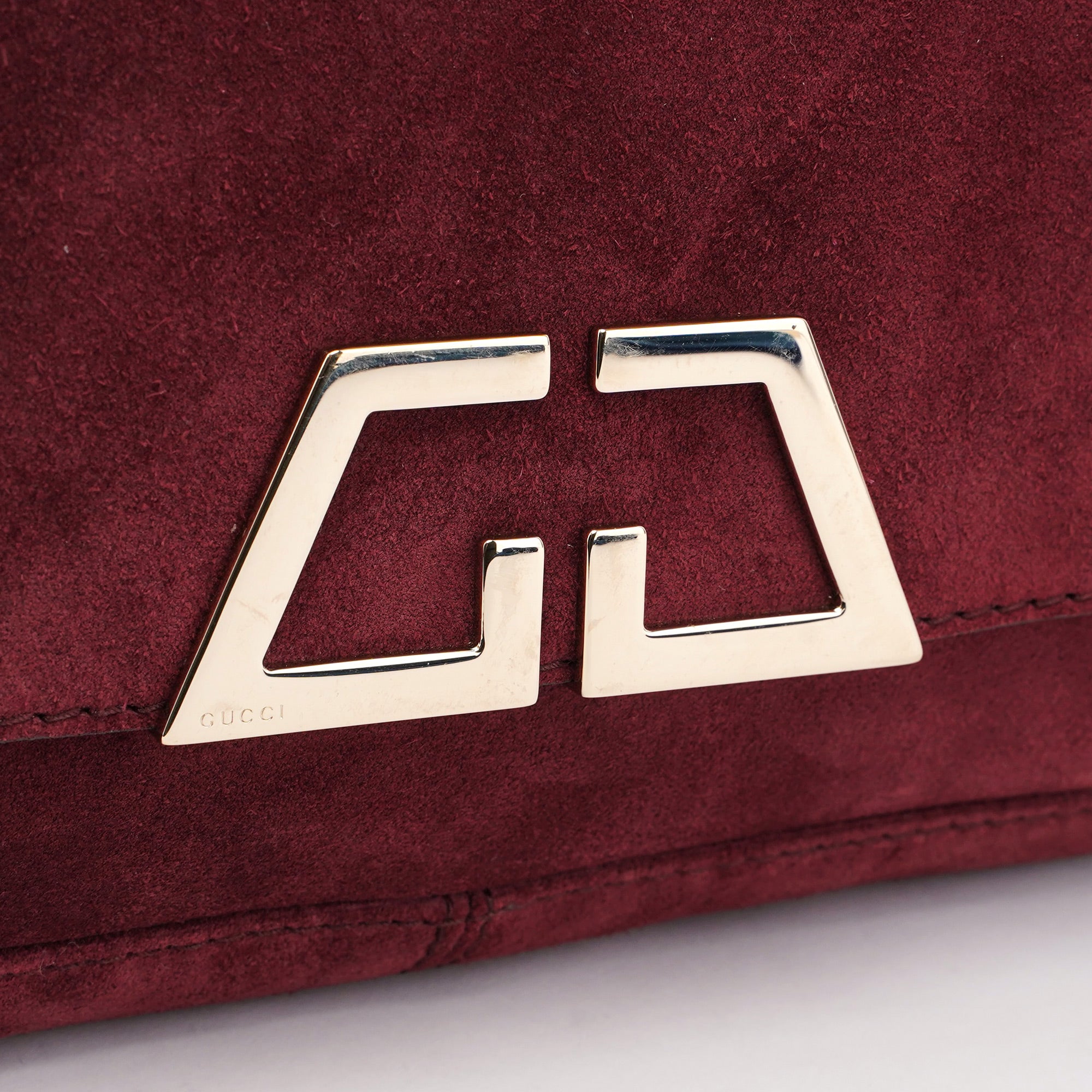 Gucci 248045 Burgundy Suede GG Shoulder Bag