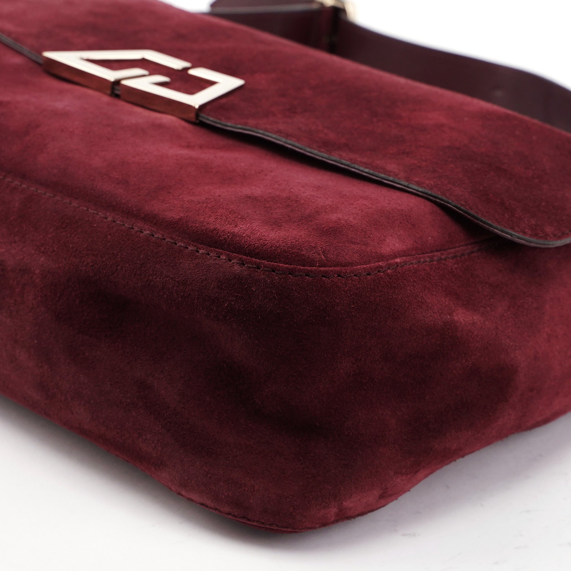 Gucci 248045 Burgundy Suede GG Shoulder Bag