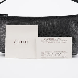 Gucci 250001 Black Lizard Embossed Boat Pochette