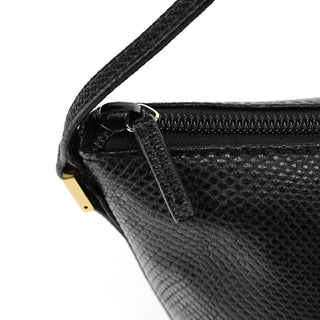 Gucci 250001 Black Lizard Embossed Boat Pochette