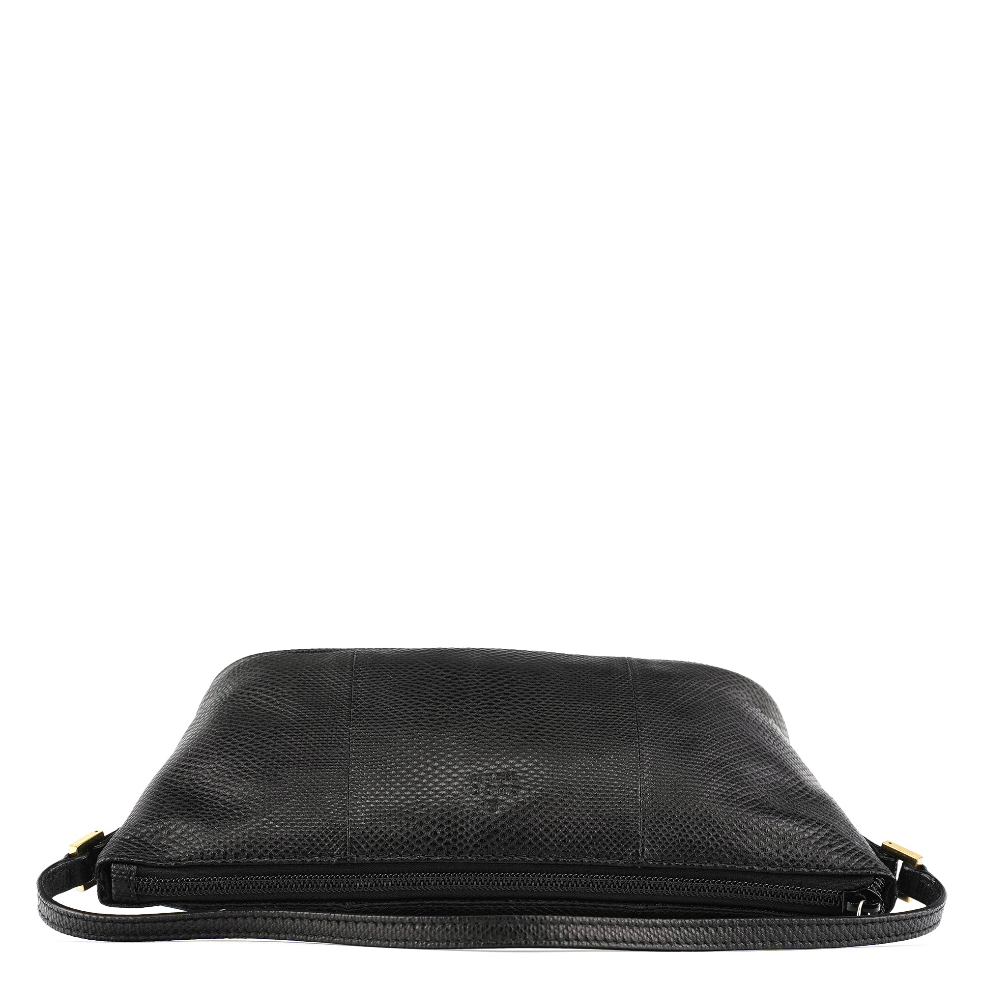 Gucci 250001 Black Lizard Embossed Boat Pochette