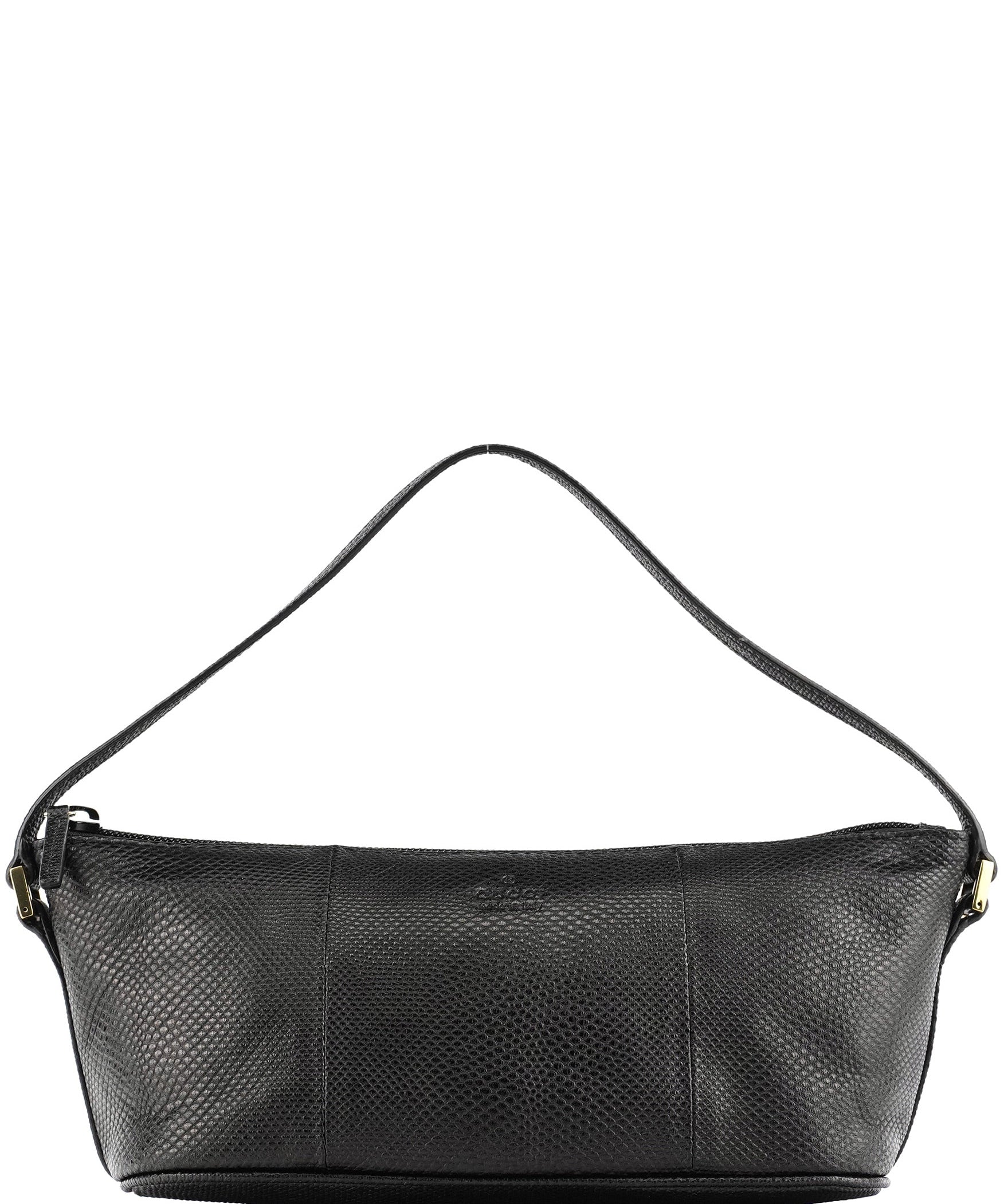 Gucci 250001 Black Lizard Embossed Boat Pochette