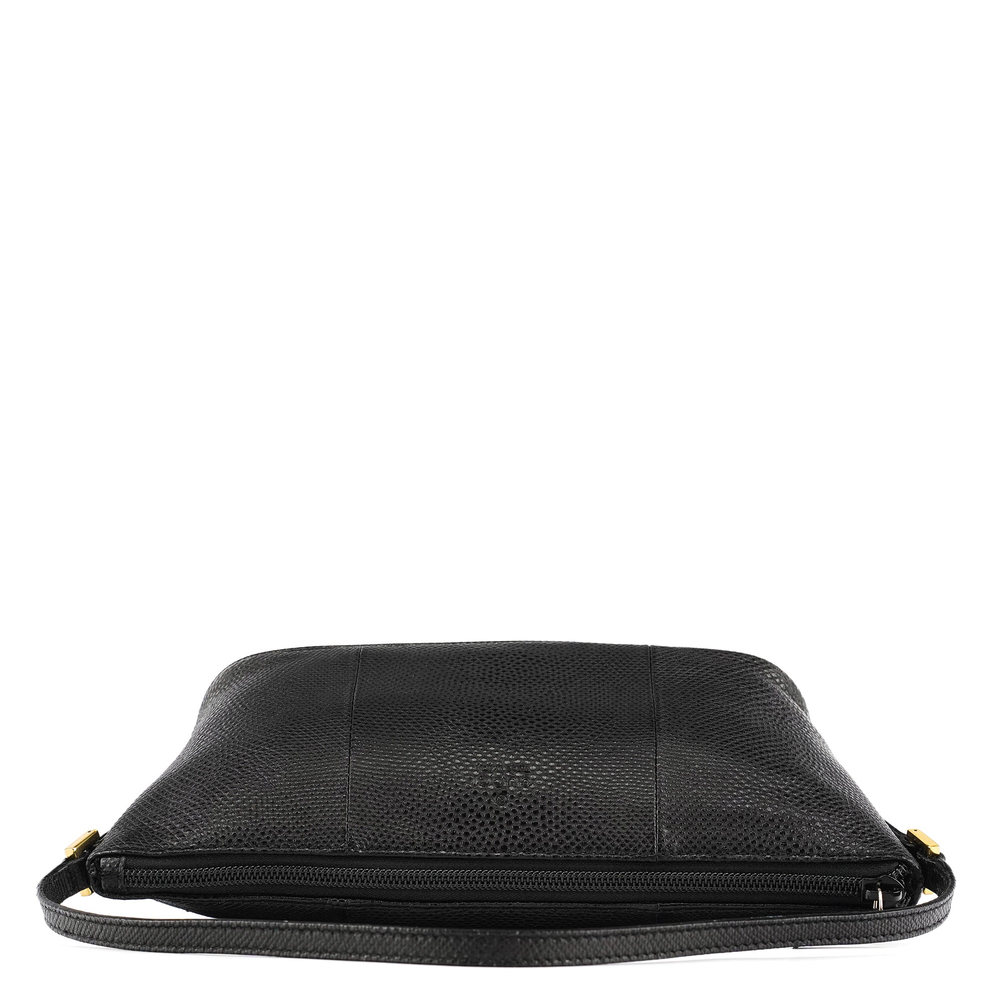 Gucci 250001 Black Lizard Embossed Boat Pochette
