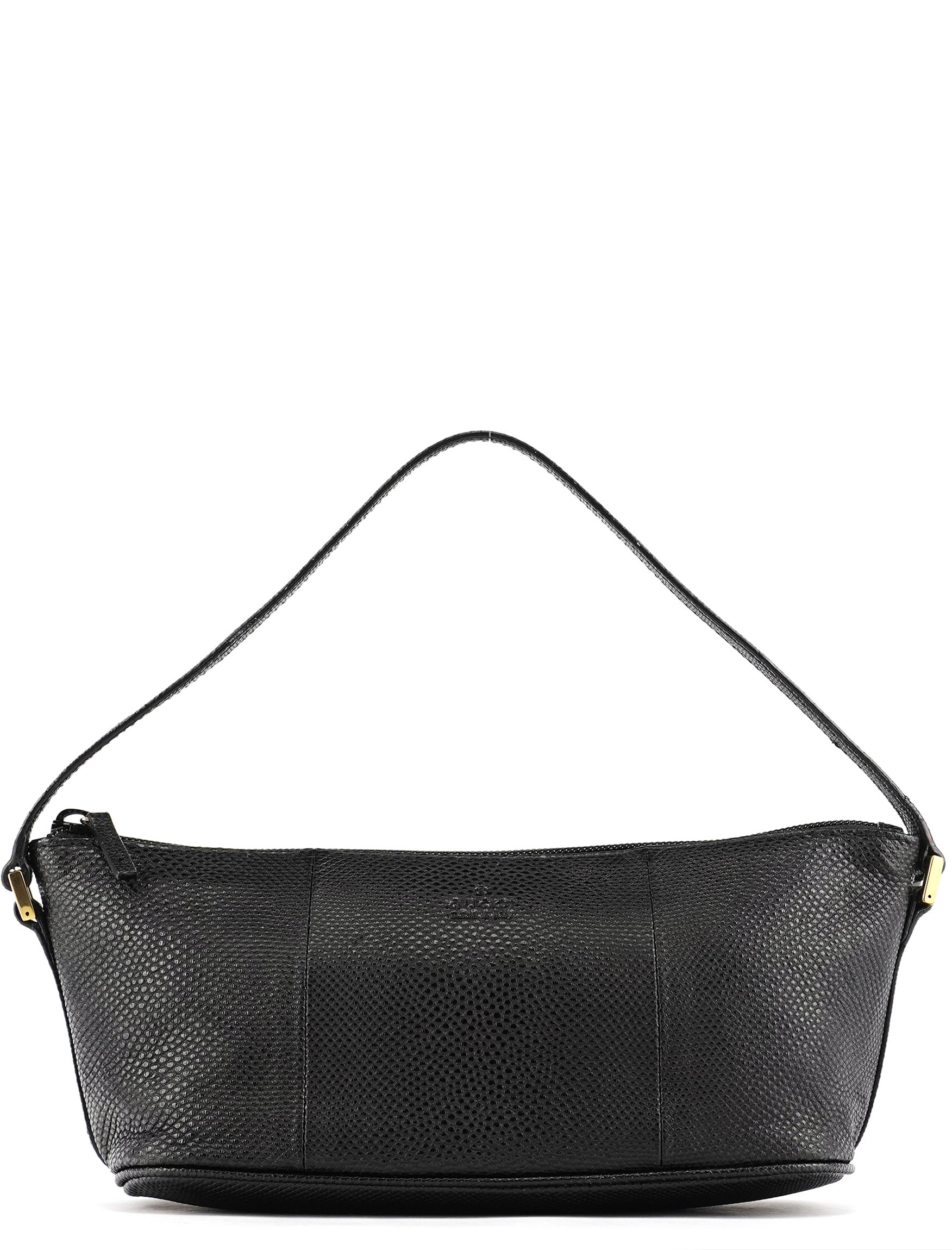 Gucci 250001 Black Lizard Embossed Boat Pochette