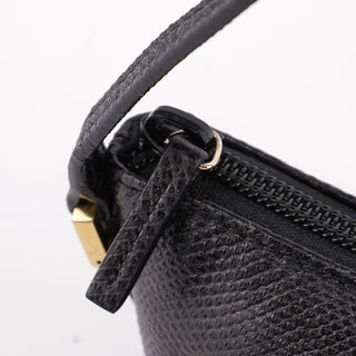 Gucci 250001 Black Lizard Embossed Boat Pochette