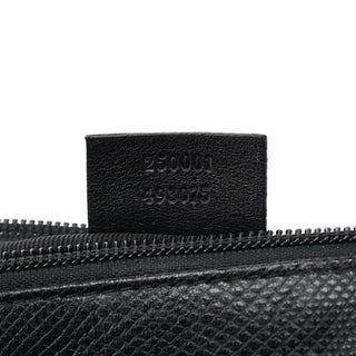 Gucci 250001 Black Lizard Embossed Leather Boat Pochette