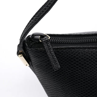 Gucci 250001 Black Lizard Embossed Leather Boat Pochette