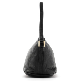 Gucci 250001 Black Lizard Embossed Leather Boat Pochette