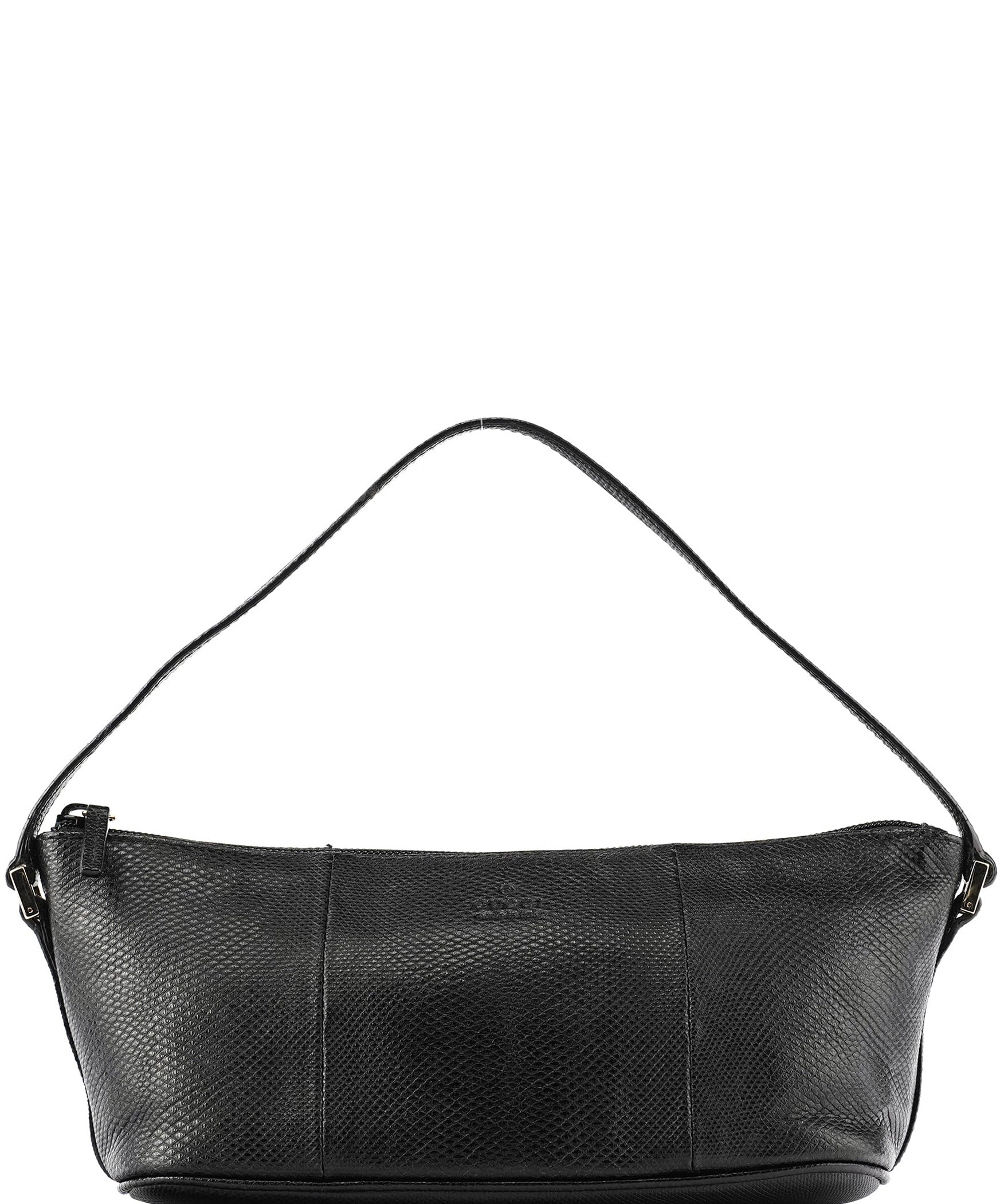 Gucci 250001 Black Lizard Embossed Leather Boat Pochette