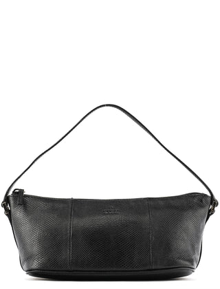 Gucci 250001 Black Lizard Embossed Leather Boat Pochette