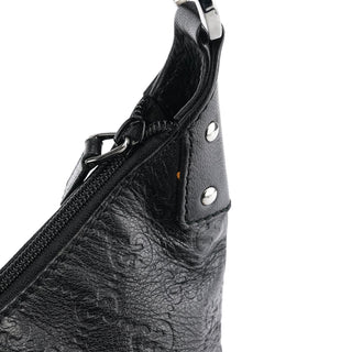 Gucci 253336 Black GG Embossed Leather Shoulder Bag