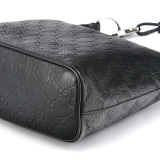 Gucci 253336 Black GG Embossed Leather Shoulder Bag