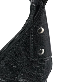 Gucci 253336 Black GG Embossed Leather Shoulder Bag
