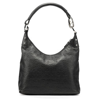 Gucci 253336 Black GG Embossed Leather Shoulder Bag