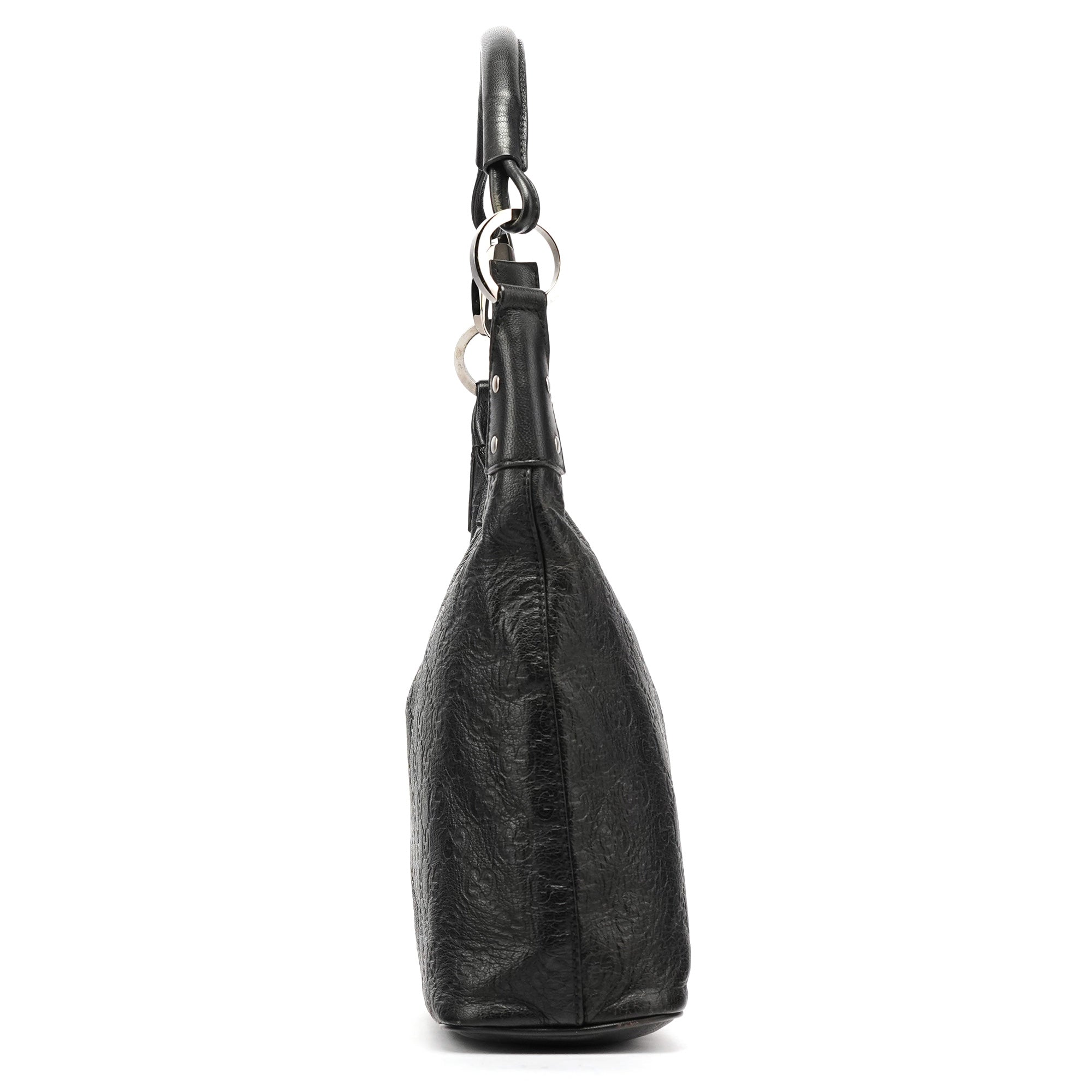 Gucci 253336 Black GG Embossed Leather Shoulder Bag