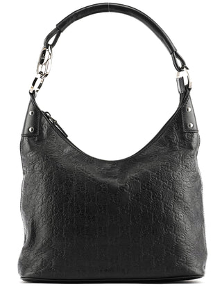 Gucci 253336 Black GG Embossed Leather Shoulder Bag