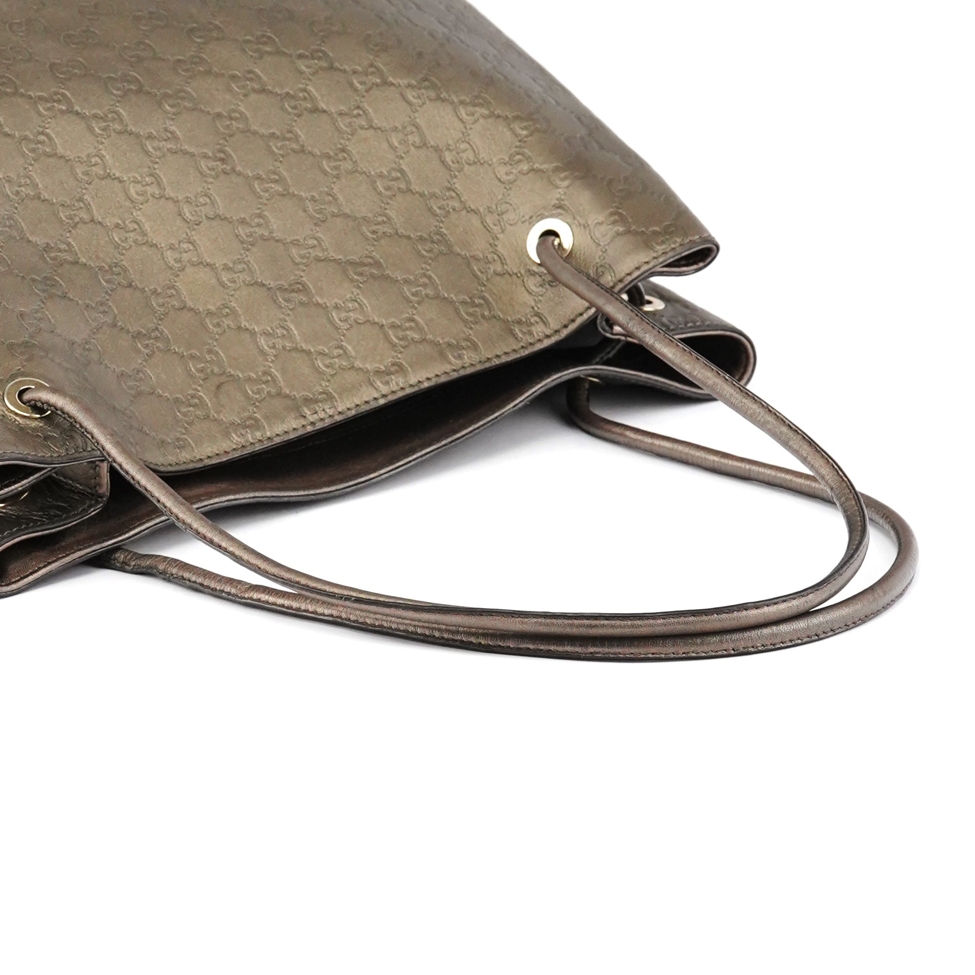 Gucci 257271 Metallic GG Embossed Leather Tote Bag