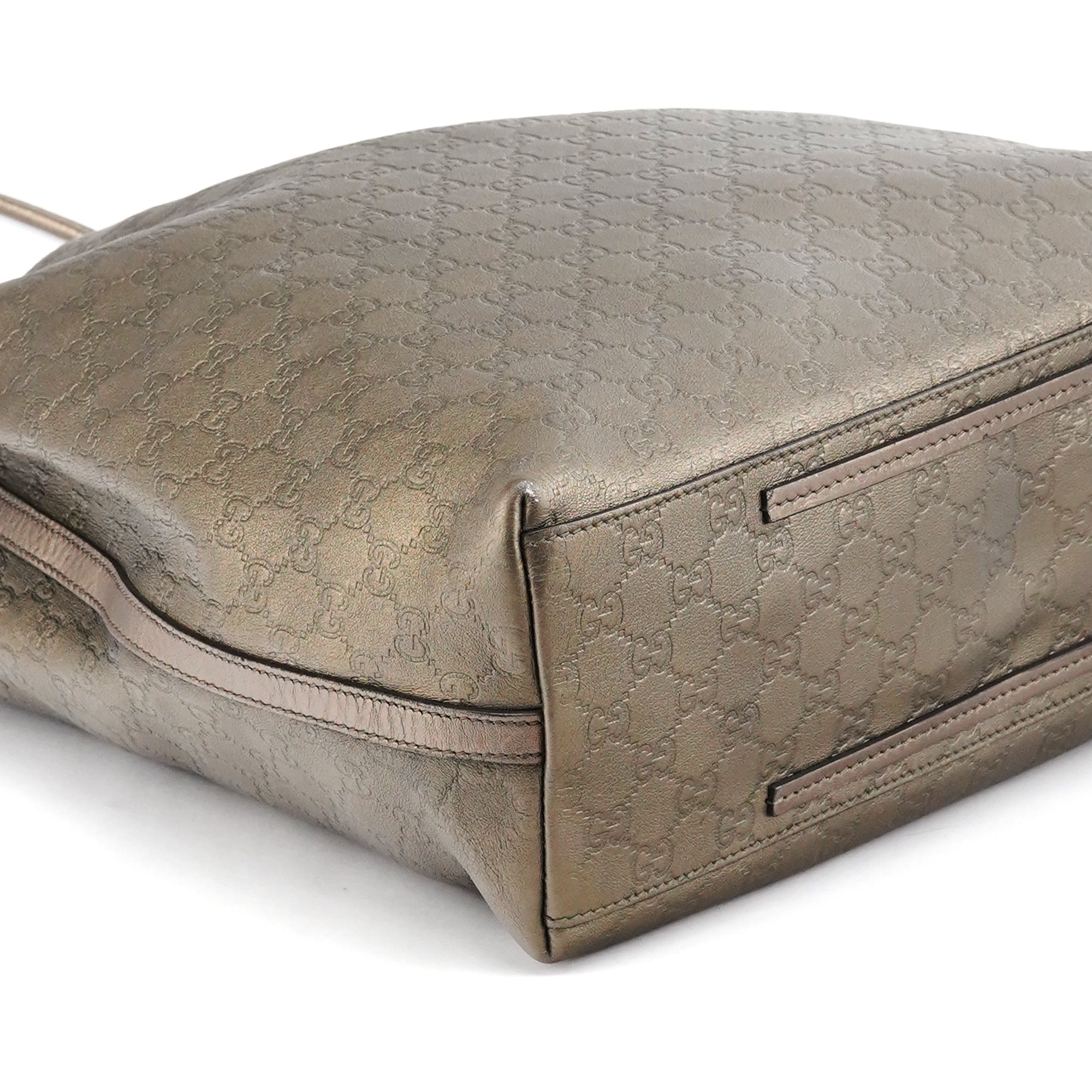 Gucci 257271 Metallic GG Embossed Leather Tote Bag