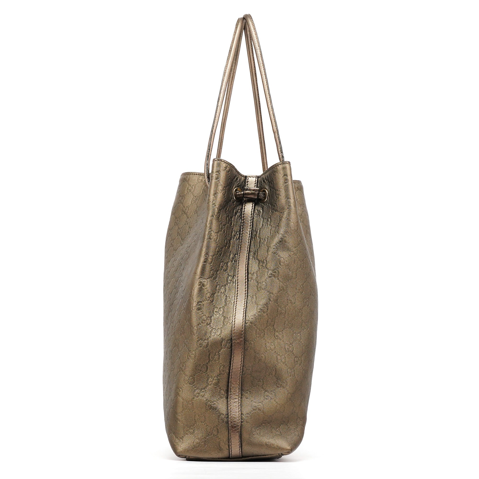 Gucci 257271 Metallic GG Embossed Leather Tote Bag