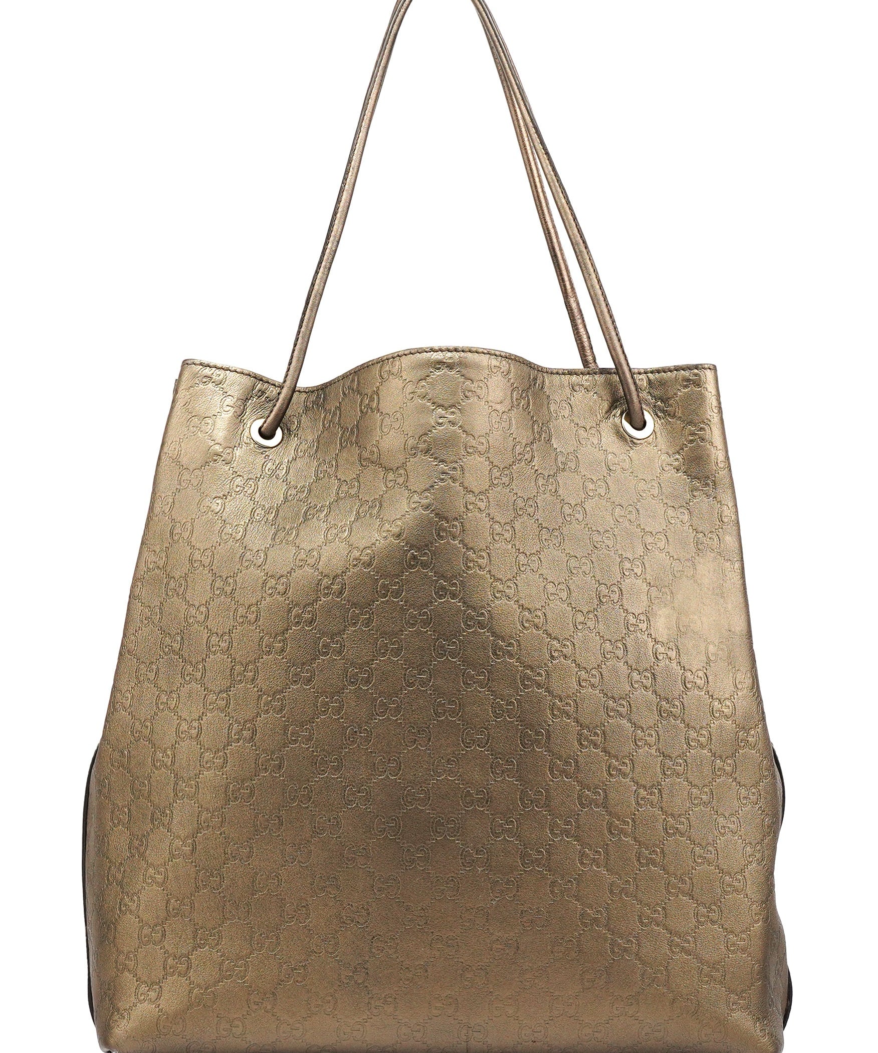 Gucci 257271 Metallic GG Embossed Leather Tote Bag
