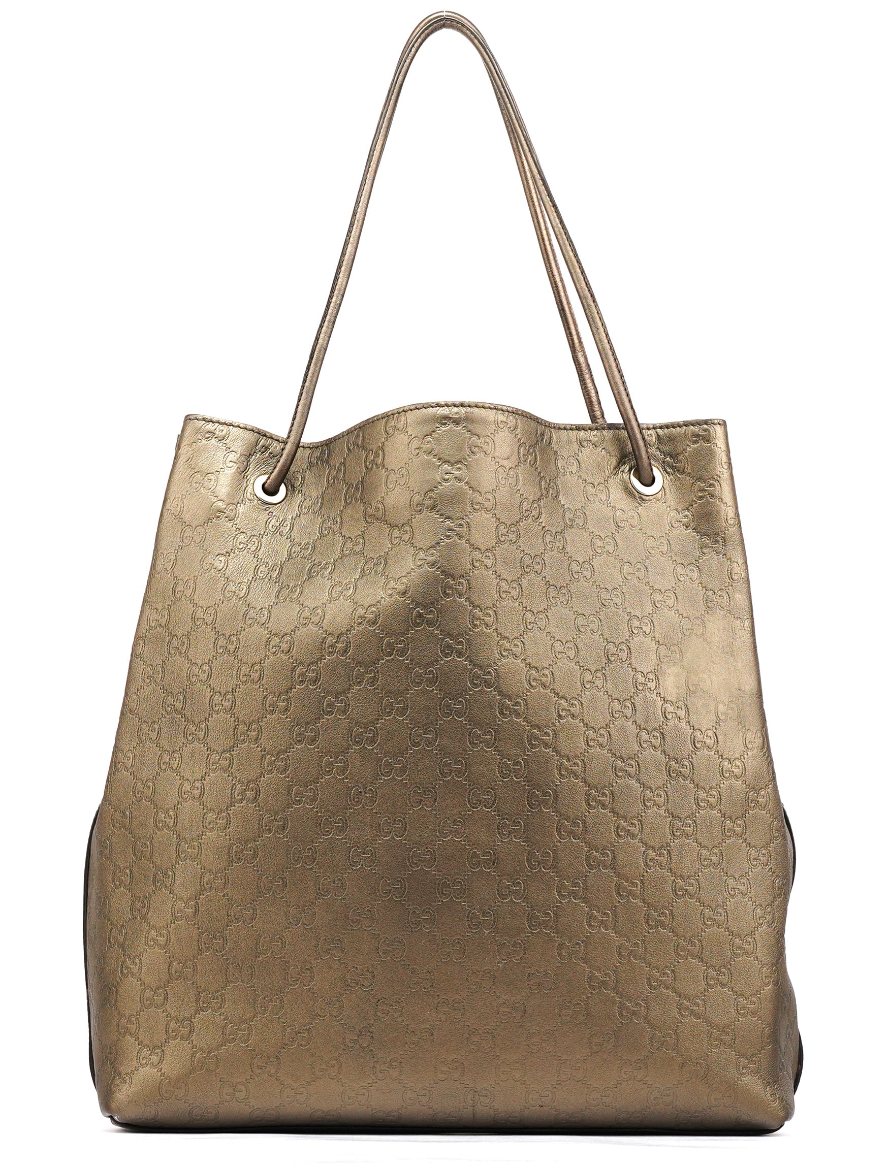 Gucci 257271 Metallic GG Embossed Leather Tote Bag