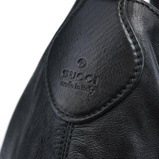 Gucci 309574 Black Calfskin Horsebit Hobo Shoulder Bag