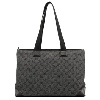 Gucci 34339 Anthracite Denim GG Leather Tote Bag