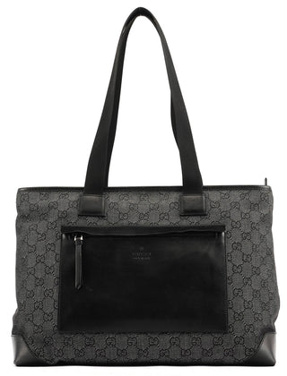 Gucci 34339 Anthracite Denim GG Leather Tote Bag