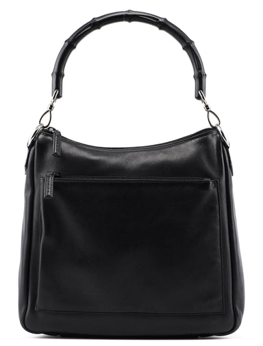 Gucci 35692 Black Calfskin Bamboo Shoulder Bag