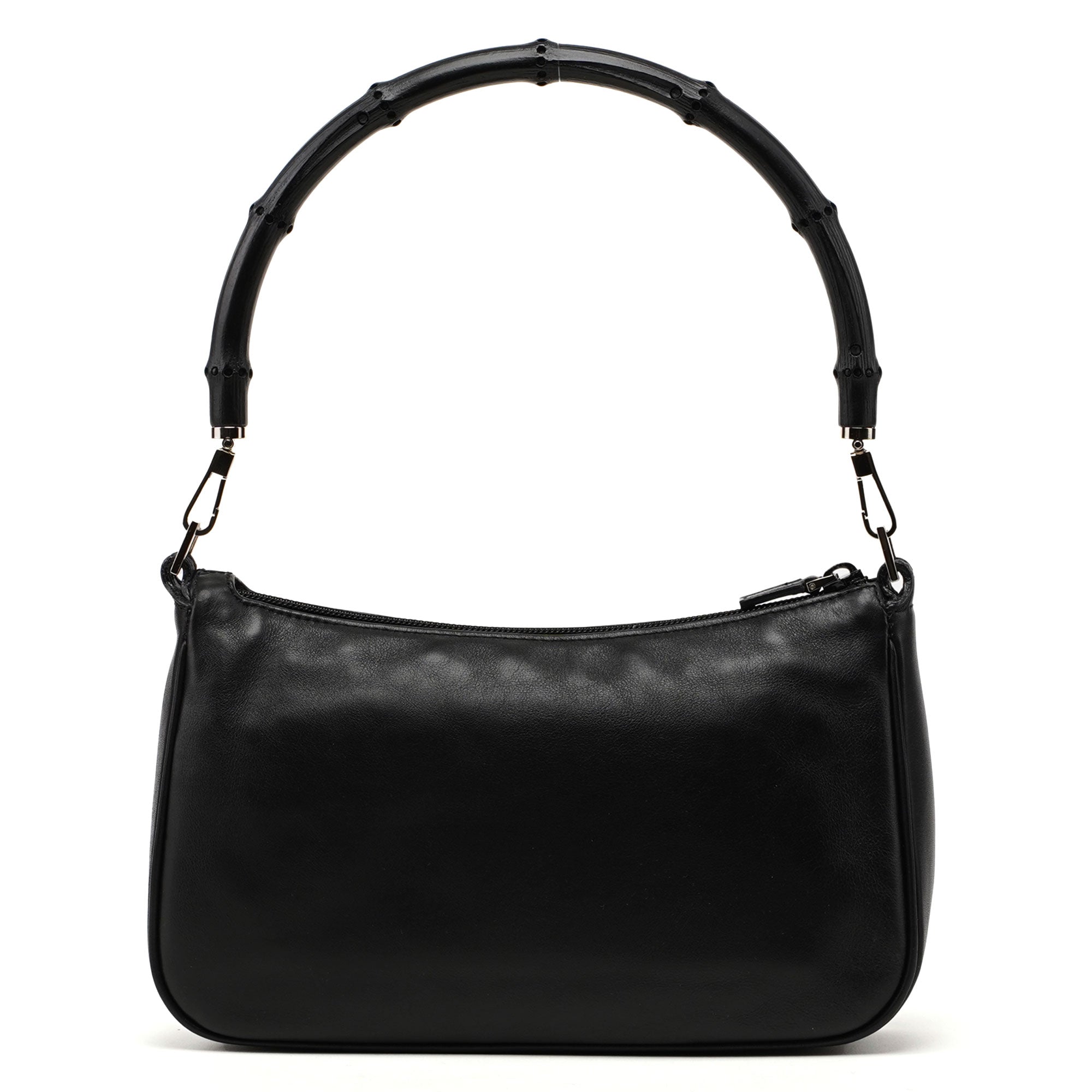 Gucci 4870. Black Leather Bamboo Hobo Bag