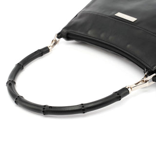 Gucci 4870. Black Leather Bamboo Hobo Bag