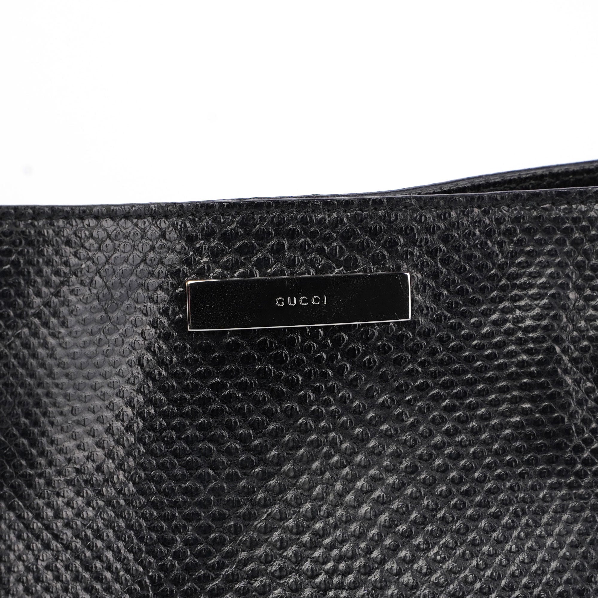 Gucci 5312. Gucci Black Lizard Embossed Shoulder Bag