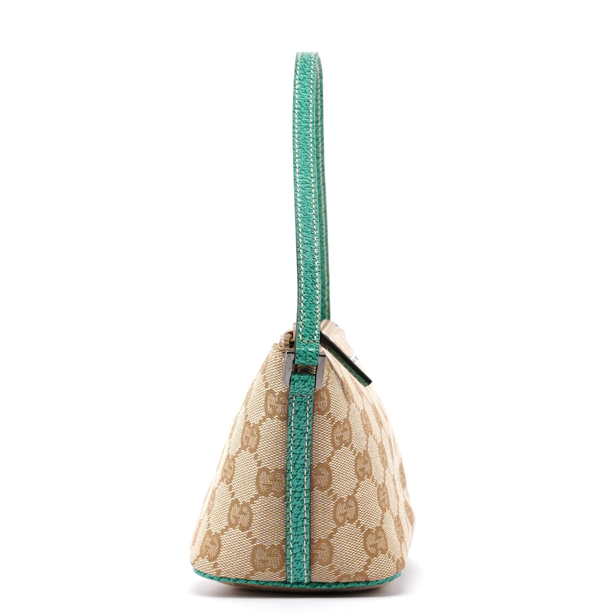 Gucci 5396. Gucci GG Boat Pochette en toile GG beige et turquoise