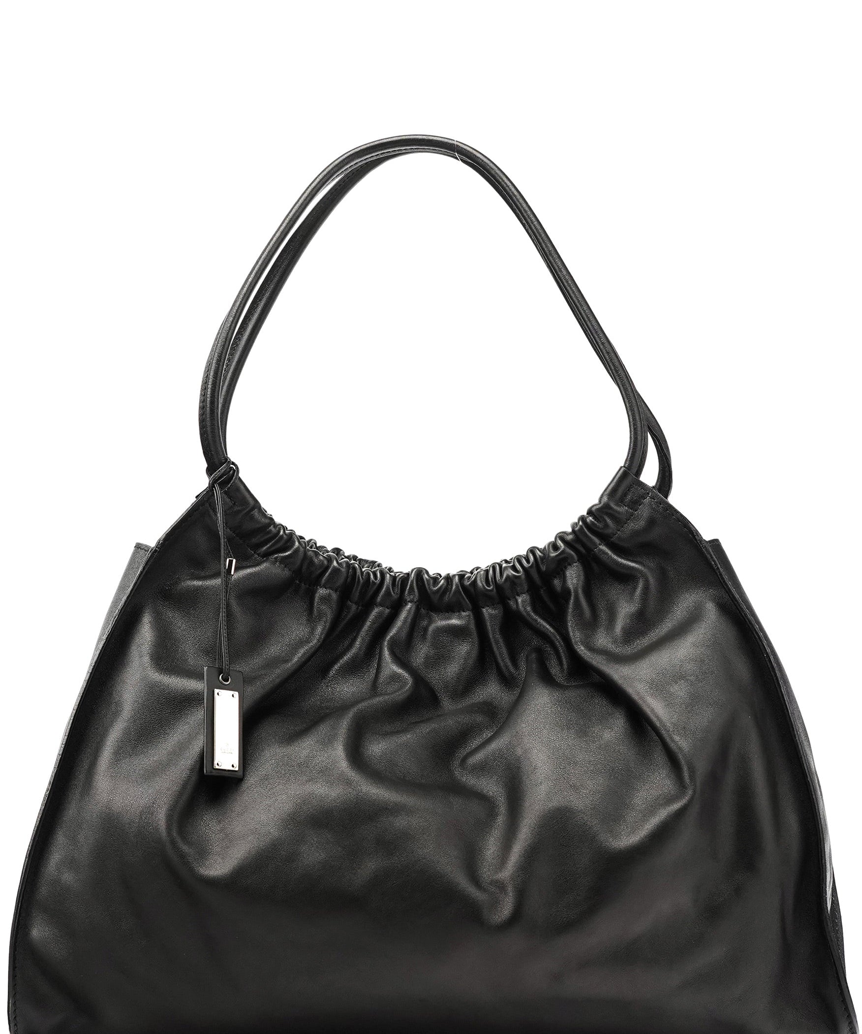 Gucci 76553 Schultertasche aus schwarzem Kalbsleder mit Raffung