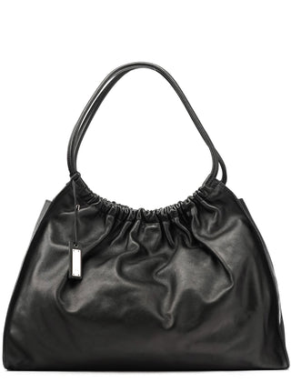 Gucci 76553 Black Calfskin Ruched Shoulder Bag
