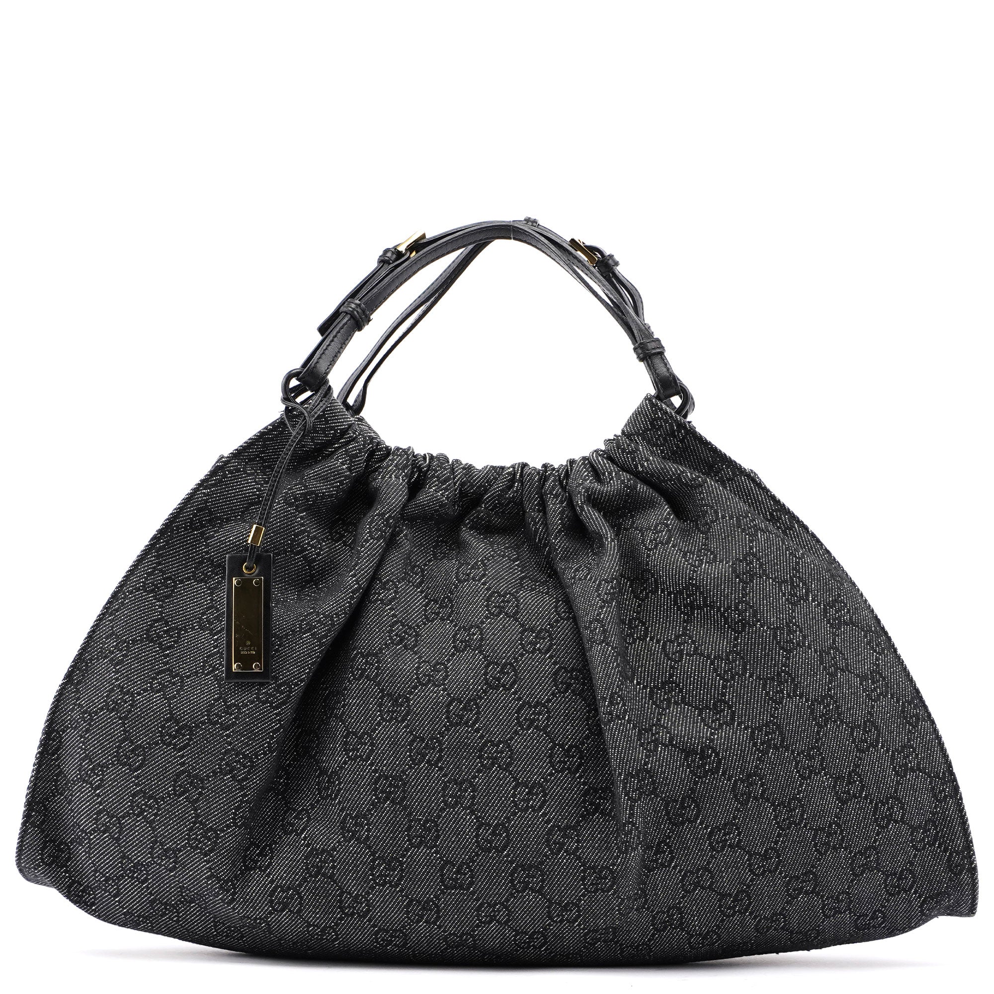 Gucci 76554 Anthracite GG Denim Dual Handle Bag