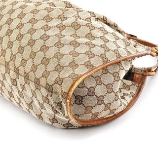 Gucci 76554 Beige GG Canvas Ruched Handbag