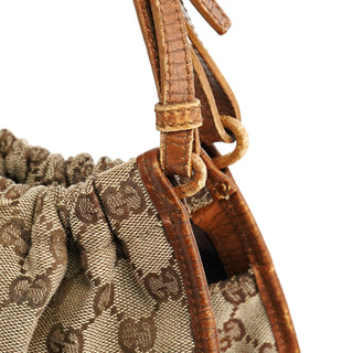 Gucci 76554 Beige GG Canvas Ruched Handbag