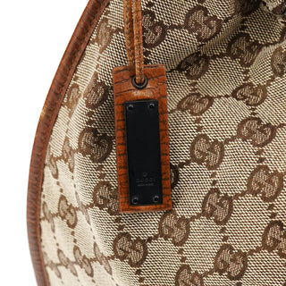 Gucci 76554 Beige GG Canvas Ruched Handbag