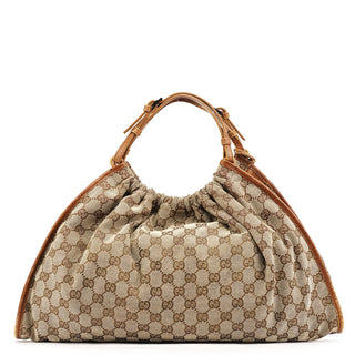 Gucci 76554 Beige GG Canvas Ruched Handbag