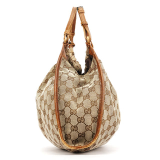 Gucci 76554 Beige GG Canvas Ruched Handbag