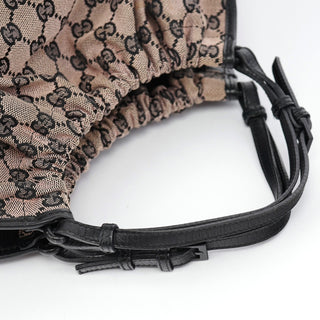 Gucci 76554 Beige GG Ruched Hobo Bag