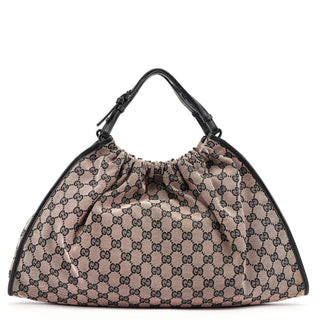 Gucci 76554 Beige GG Ruched Hobo Bag
