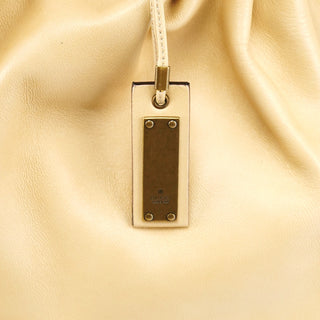 Gucci 76554 Beige Leather Ruched Hobo Bag