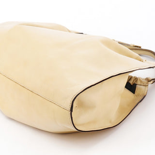 Gucci 76554 Beige Leather Ruched Hobo Bag