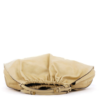 Gucci 76554 Beige Leather Ruched Hobo Bag