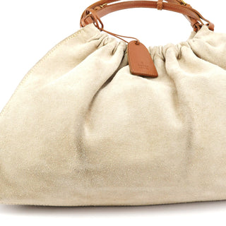 Gucci 76554 Beige Suede Ruched Handbag